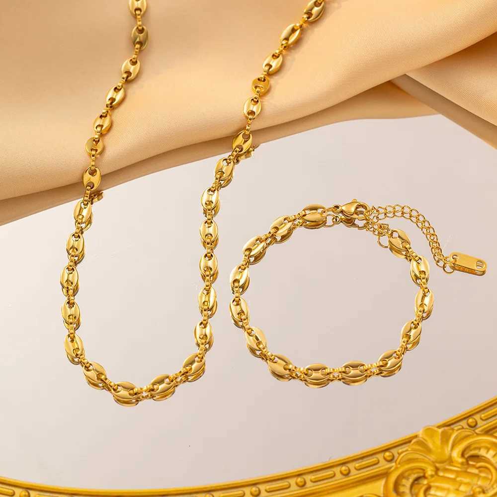 316L Stainless steel coffee bean Chain Necklace Cute pig nose chain bracelet Punk Hip Hop DIY jewelry Handmade necklaceXJ251104