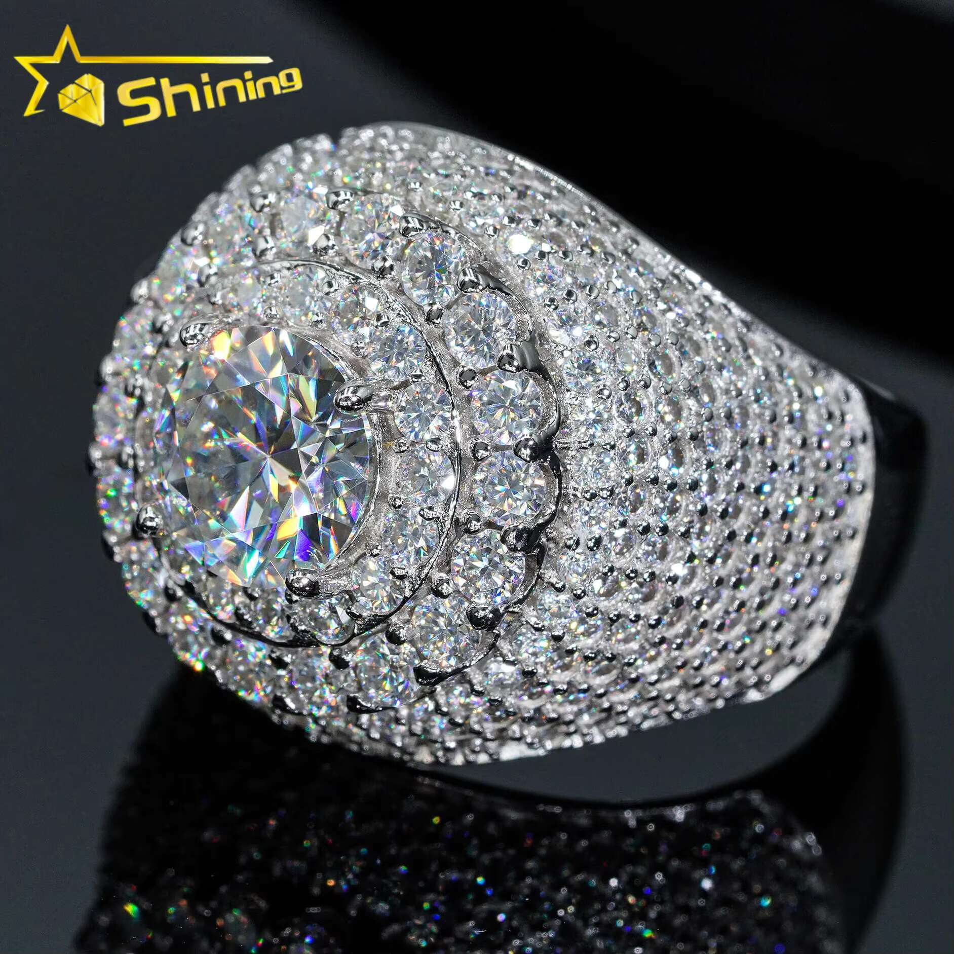 Pass Diamond Tester Iced Out Men Rings 925 Silver Fashion Moissanite Ring Hip Hop Fashion Jewelry Pinky Rings for Engagement