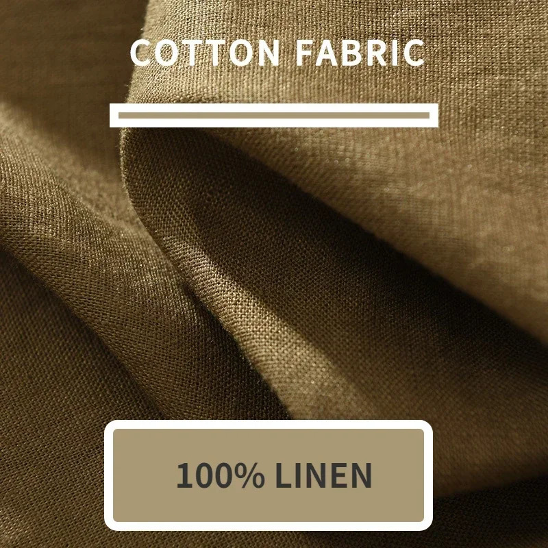 Summer Pure Linen Casual Trousers for Men Thin Drawstring Streetwear Men Pants C3583 250402