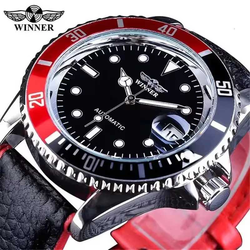 WINNER 002 Fashion Mens Mechanical Watch Luxury Style Calendar Night Light Business Black White Classic Mens Automatic WatchT251104