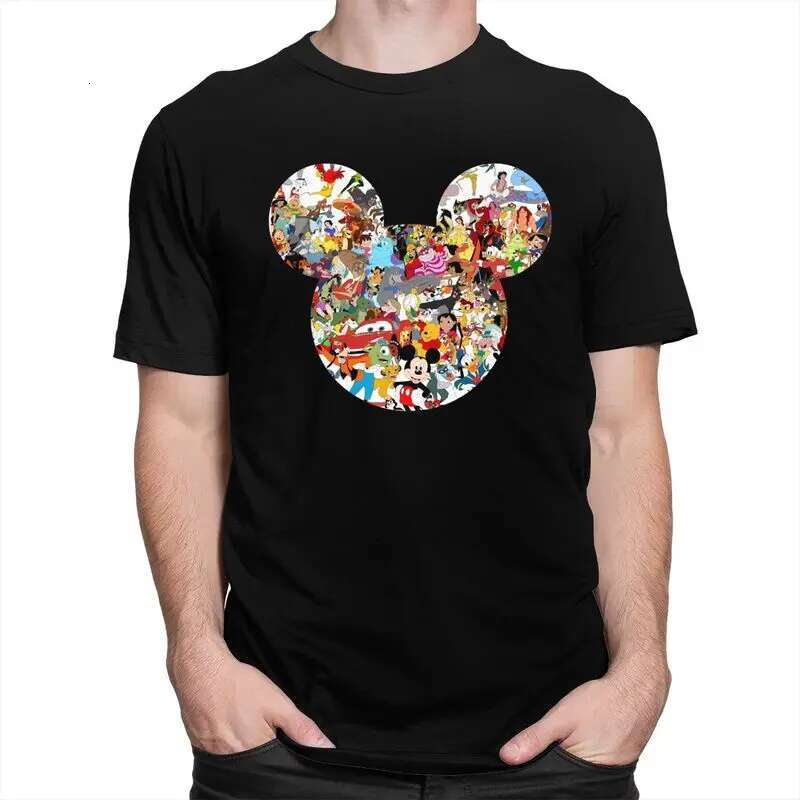Custom Mouse Animated Cartoon T Shirt for Men 100% Cotton Tshirt Tee Short Sleeve T-shirt Loose Fit Clothing