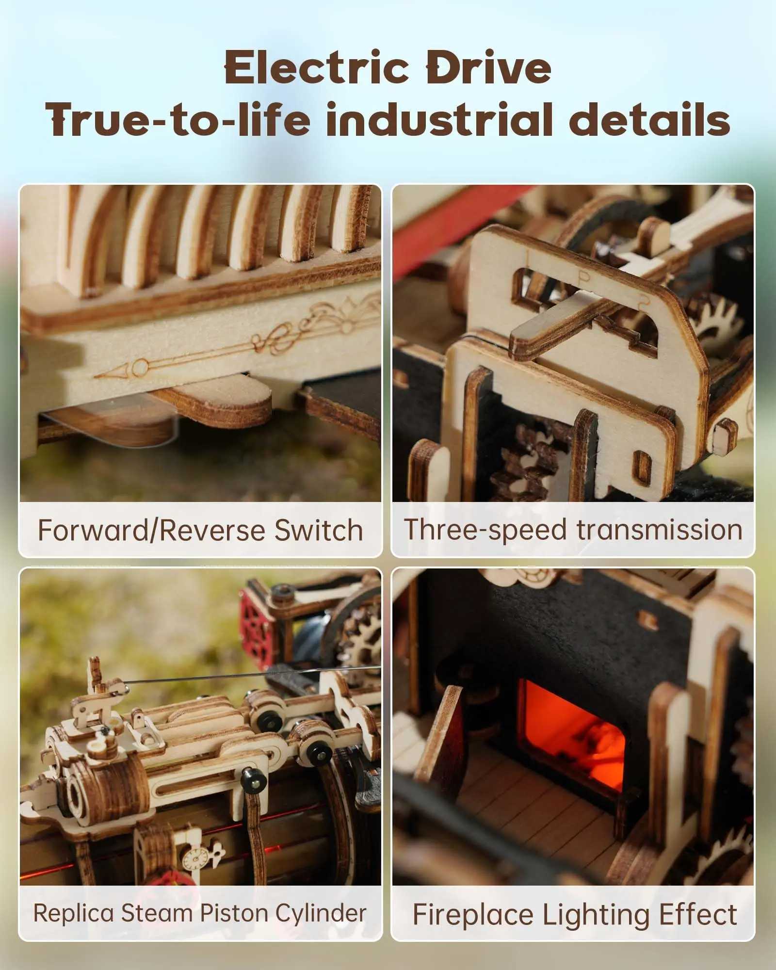 Robotime Rokr Tractor Locomotive Model 3D Wooden Puzzle for Adults Steam Engine Tractor Birthday Gifts for Boys Hobbies Toys C251104