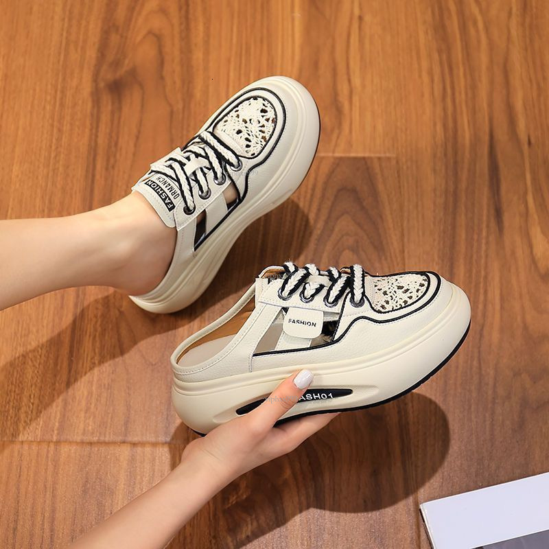 New Designer Sandals With Free Shipping 2025 Small White Board Shoes Net Red Envelope Head Half Slippers For Women, Summer Outwear Flat Fashion