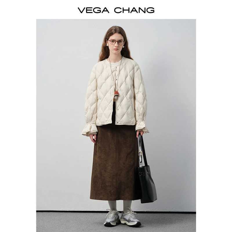 Vega Chang New Autumn and Winter Womens down Jacket with Puff Sleeves Lightweight Quilted Girly Warm Coat J251104