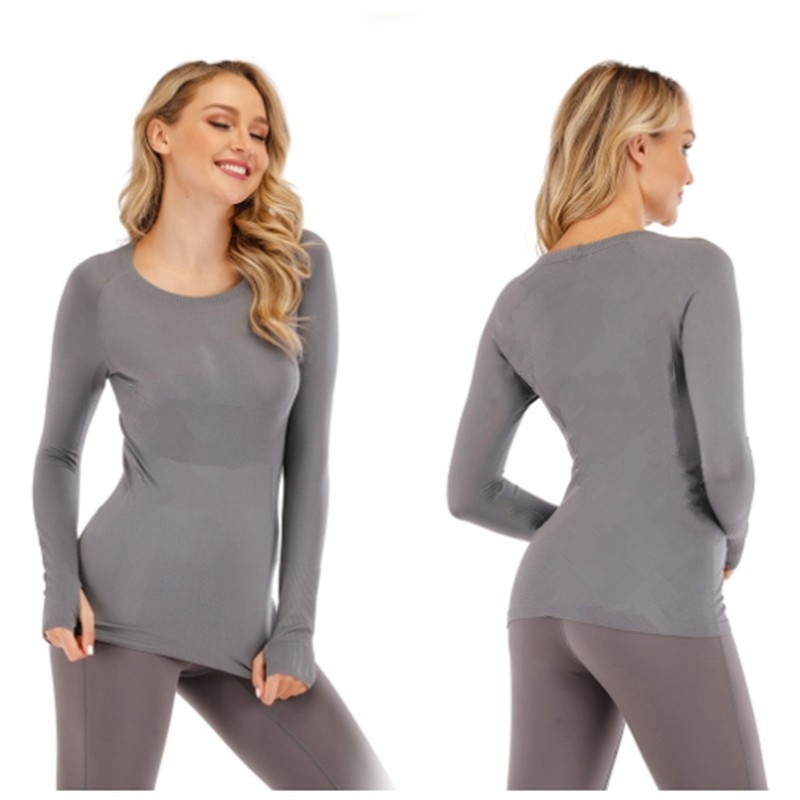 Women's Sports training long sleeved women's fiess high elasticity solid color quick drying breathable running yoga shirt
