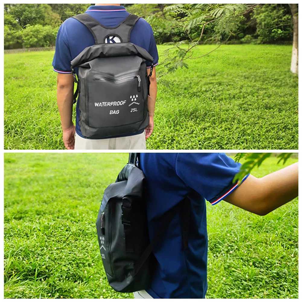 25L Waterproof Backpack Dry Backpack Large Capacity Rolltop Beach Bag PVC Swimming Backpack for Camping HikingC250407