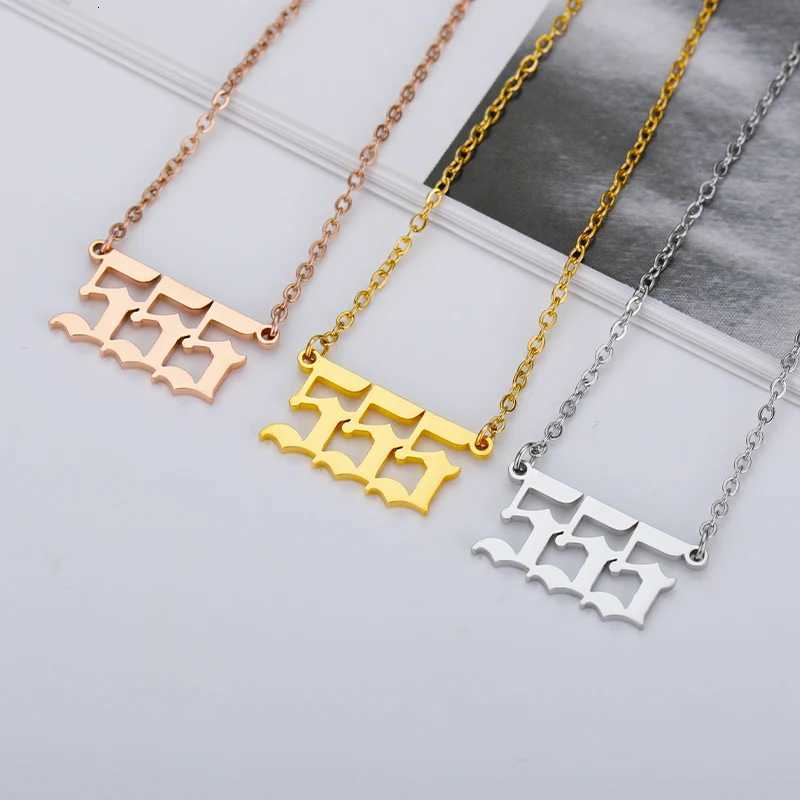 Stainless Steel Angel Number Necklaces For Women Men Gold Color 111 222 333 444 555 666 777 888 999 Necklace Pendant JewelryXJ251104