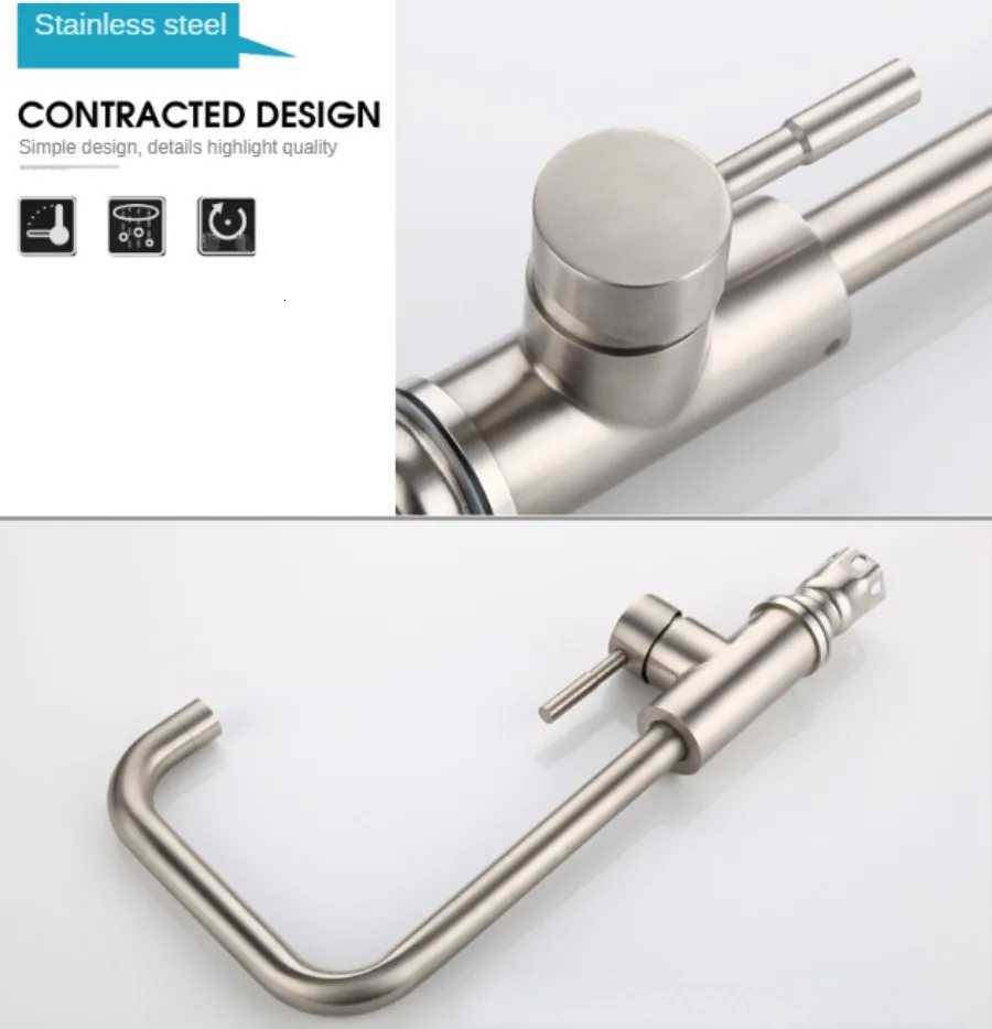 304 Stainless Steel Kitchen Sink Faucet ible Hot Cold Water Mixer Single Handle Pl Out Sink Faucet Deck Mounted Water Taps Y251104