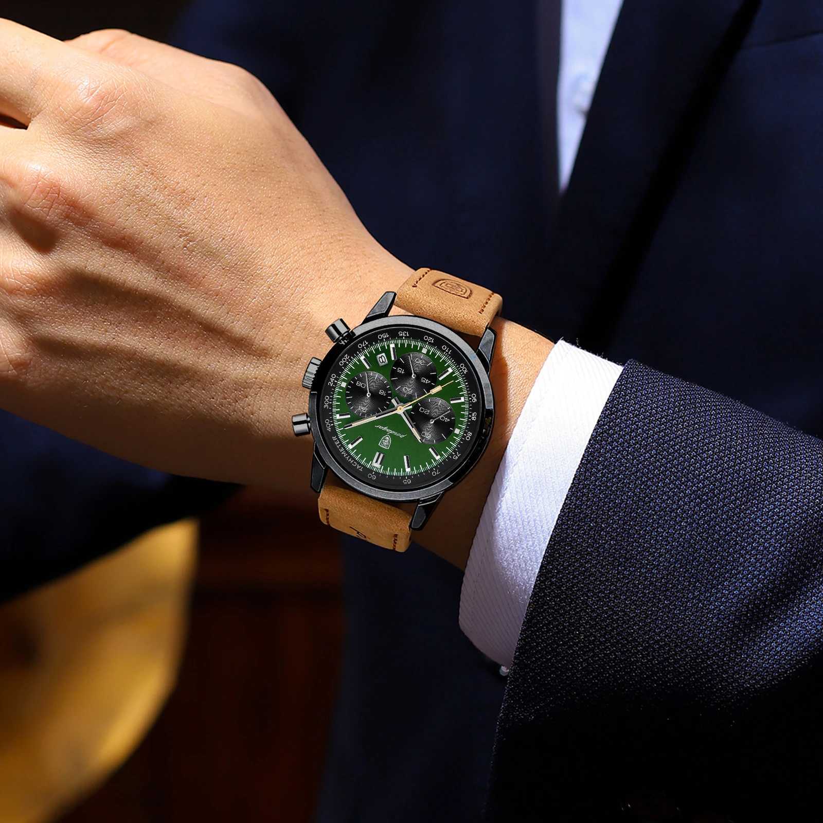 POEDAGAR Luxury Sports Men Watch Waterproof Luminous Chronograph Leather Male Watch Fashion Military Quartz Mens Watches RelojT251104
