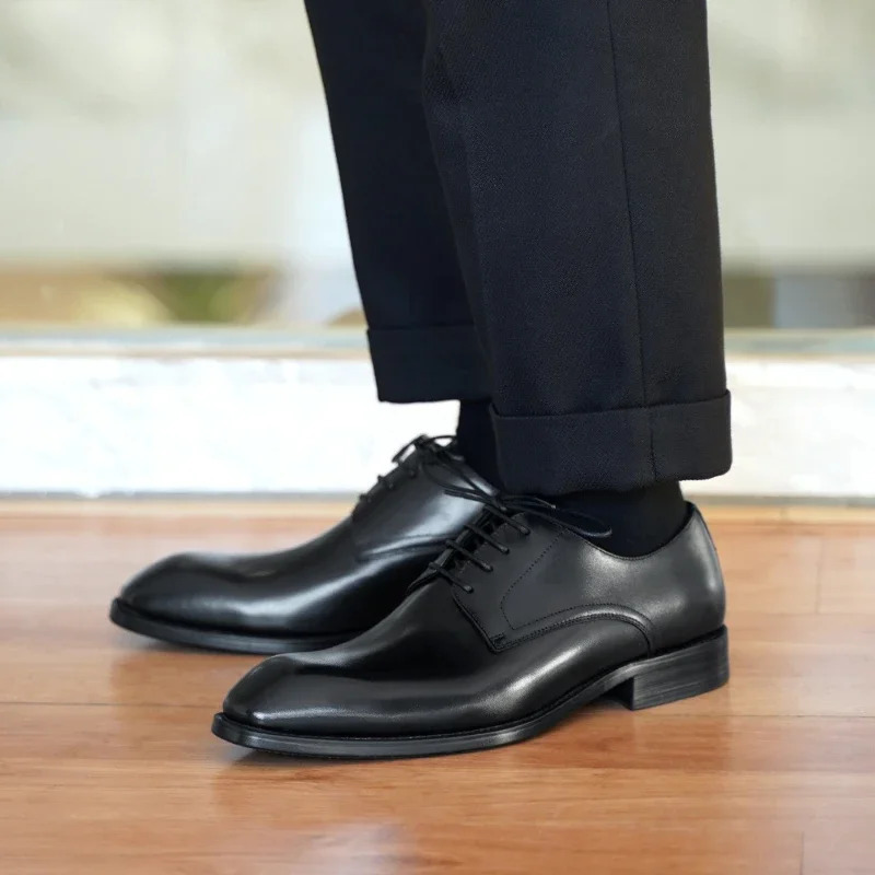 Big Size 3848 Handcrafted Mens Oxford Shoes Black Brown PU Leather Square Toe Dress Shoes Classic Business Formal Man Shoes 251103 - view 5