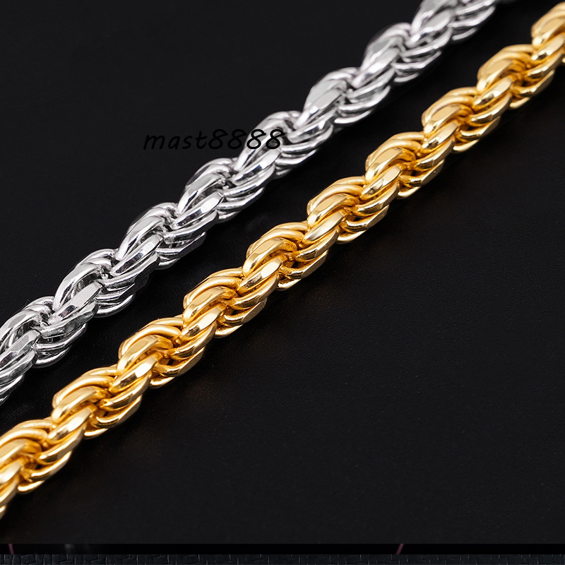 Hot Sale 6mm Sterling Silver 925 Gold Plated Rope Chains for Men