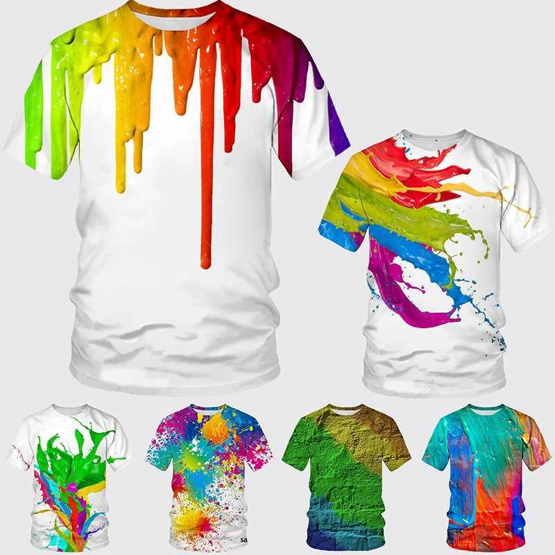 Summer New Fashion Graffiti 3D Printed Mens Summer Round Neck Short sleeved T-shirt W250403