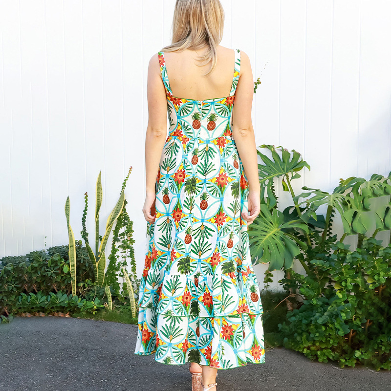 2024 new ins camisole slim waist backless big swing pocket dress