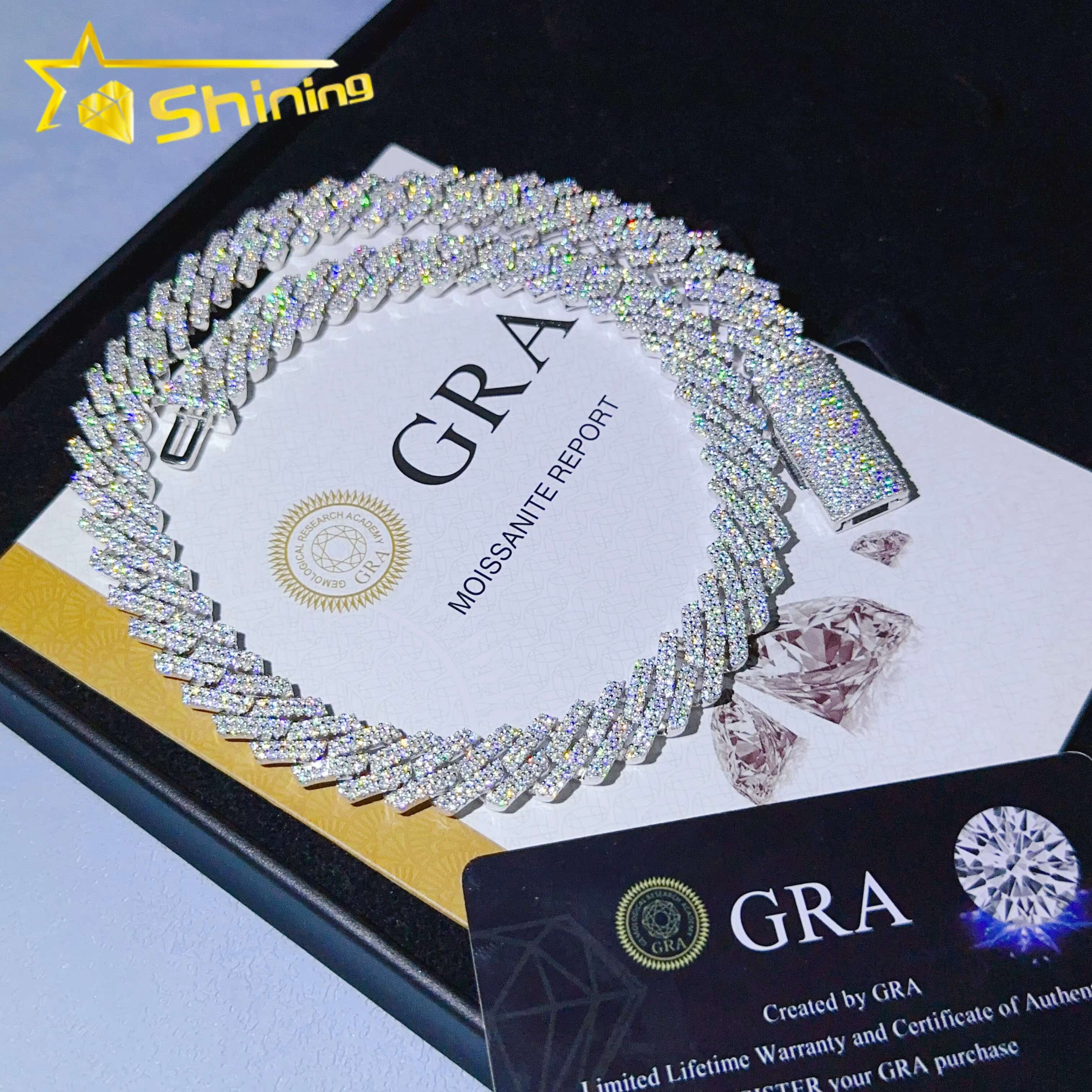 Hip Hop Jewelry Iced Out Moissanite Cuban Link Chain 12mm Fashion Men Jewelry Cuban Necklace Bracelet