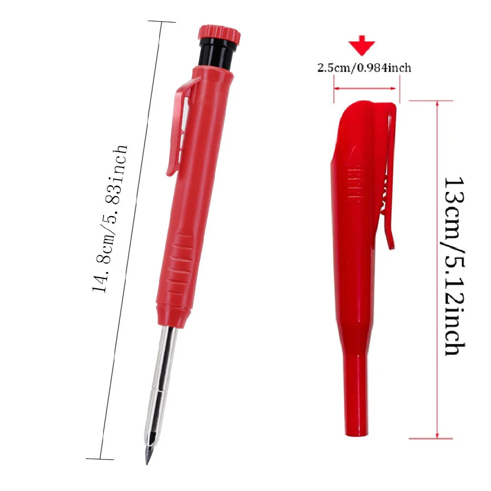 9pcsset 28mm Deep Hole Carpenter Pencil Set 3 Pens 3 Lead Refills 3 Caps Versatile for Writing Woodworking Marking 251103
