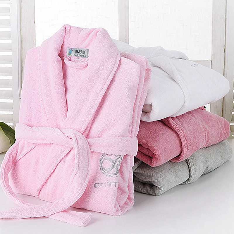 Men Bathrobe 100 Cotton Winter Thick Warm Soft Nightgown Male Fleece Solid Color Pockets Long Bath Robe Home Gown Sleepwear C251104