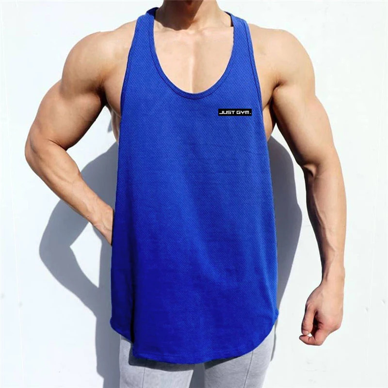 Gym Clothing Mens Mesh Fitness Stringer Tank Top Men Bodybuilding Singlets Running Vest Workout Sleeveless T-Shirt 250402