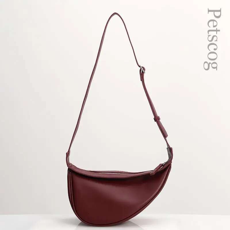 Petscog Pu Leather Women's Fashion Bag 2022 Half-Moon Design Crossbody Bags Adjustable Shoulder Straps Handbags Bolsa