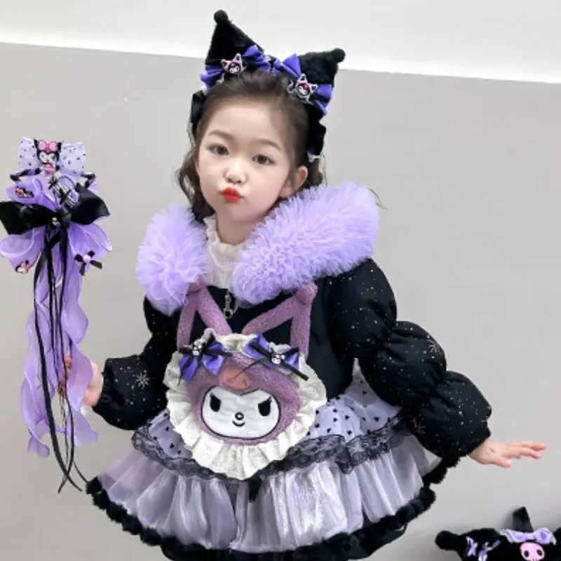 Sanrio Girl Kawaii Lolita Cosplay Down Jacket Winter 2025 New Childrens Cartoon Anime Fashion Sweet Princess Cotton Coat Girls Gifts H251104