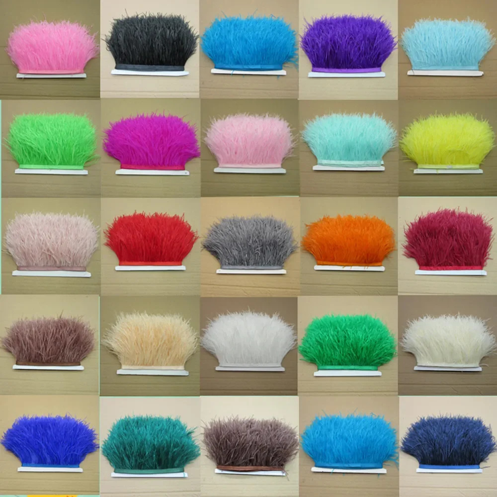 Wholesale 10Yards Natural Ostrich Feather Ribbon Length 810cm Feather Trim Fringe DIY Costumes Sewing Clothing Accessories 251103