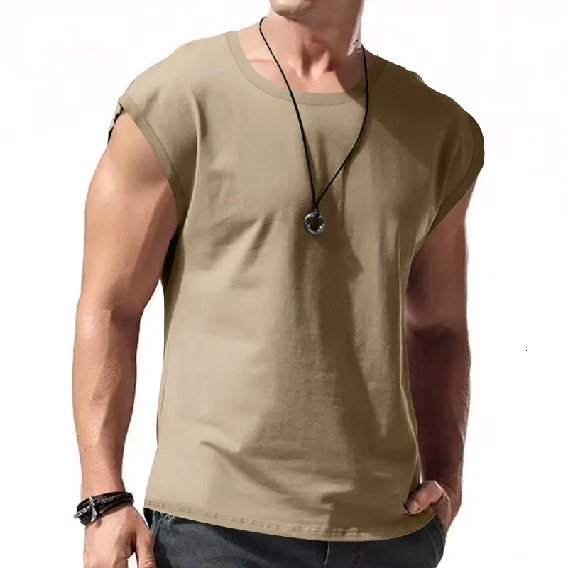 Mens Wear Sleeveless T-shirt Mens Summer Leisure Sports Loose fitting Mens Short vest sir 250402