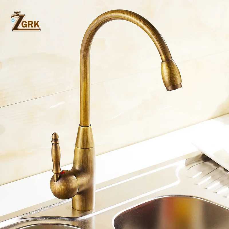 Antique Kitchen Faucet Bronze Sink Mixer Hot and Cold Water Kitchen Mixer Tap Swivel 360 Degree Kitchen Sink Tap Y251104