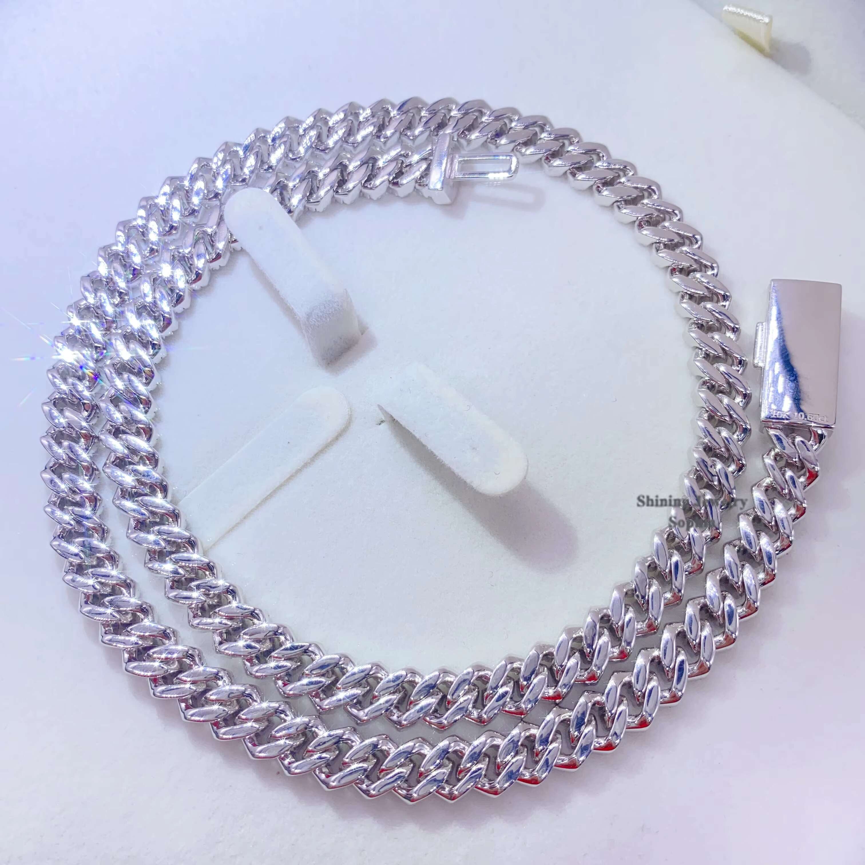 Hot Sell Drop Shipping Iced Out Cuban Link Vvs Diamond Hip Hop 8mm 10mm Moissanite Cuban Chain