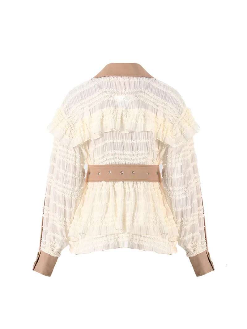 Getspring Women Trench Coat 2024 Autumn Double Breasted Belt Lace Ed Female Windbreaker Fashion All Match Short Ladies Top