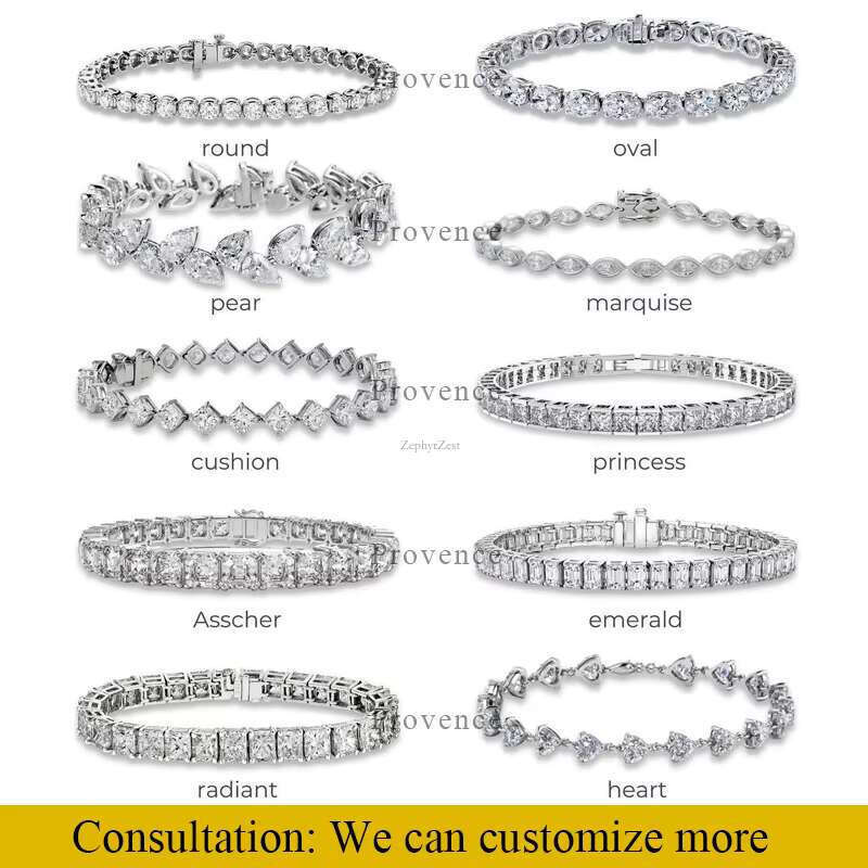 Fine Jewelry Necklace Vvs Moissanite Hiphop Tennis Chain k GRA Certificate 100% Sterg Sier Dia Bracelet