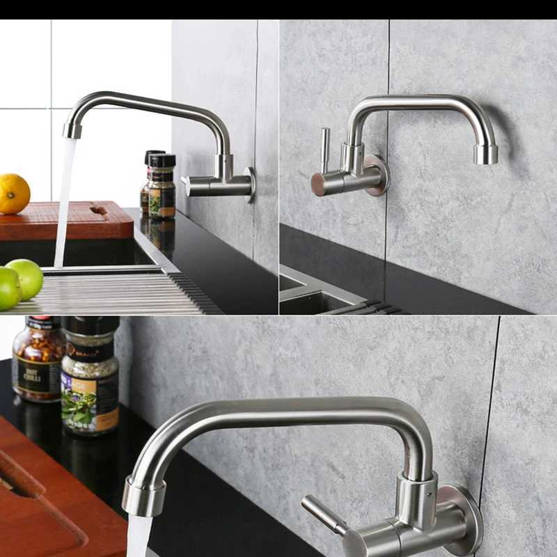 1pc Interface 1/2inch SUS304 Stainless Steel Splash Proof Faucet Embedded 7-type Single Cold Faucet Suitable for Kitchen Washing Y251104