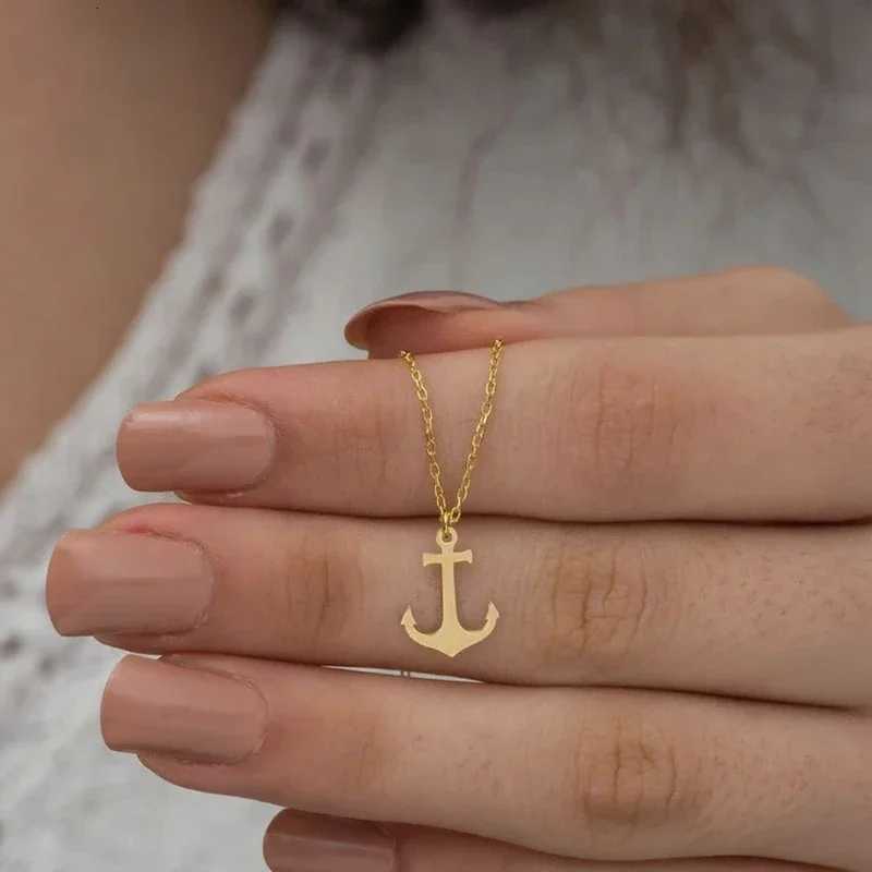 Geometric Sea Anchor Pendant Choker Necklace Stainless Steel Necklace Cross Necklaces For Women Jewelry Bijoux Party GiftsXJ251104