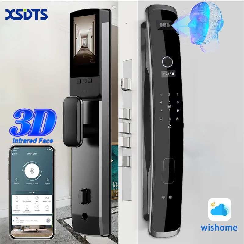 XSDTS 3D Biometric Security Face Camera Smart Door Lock Digital Password Electronic Key IC Card APP Unlock Fingerprint Locks 250402