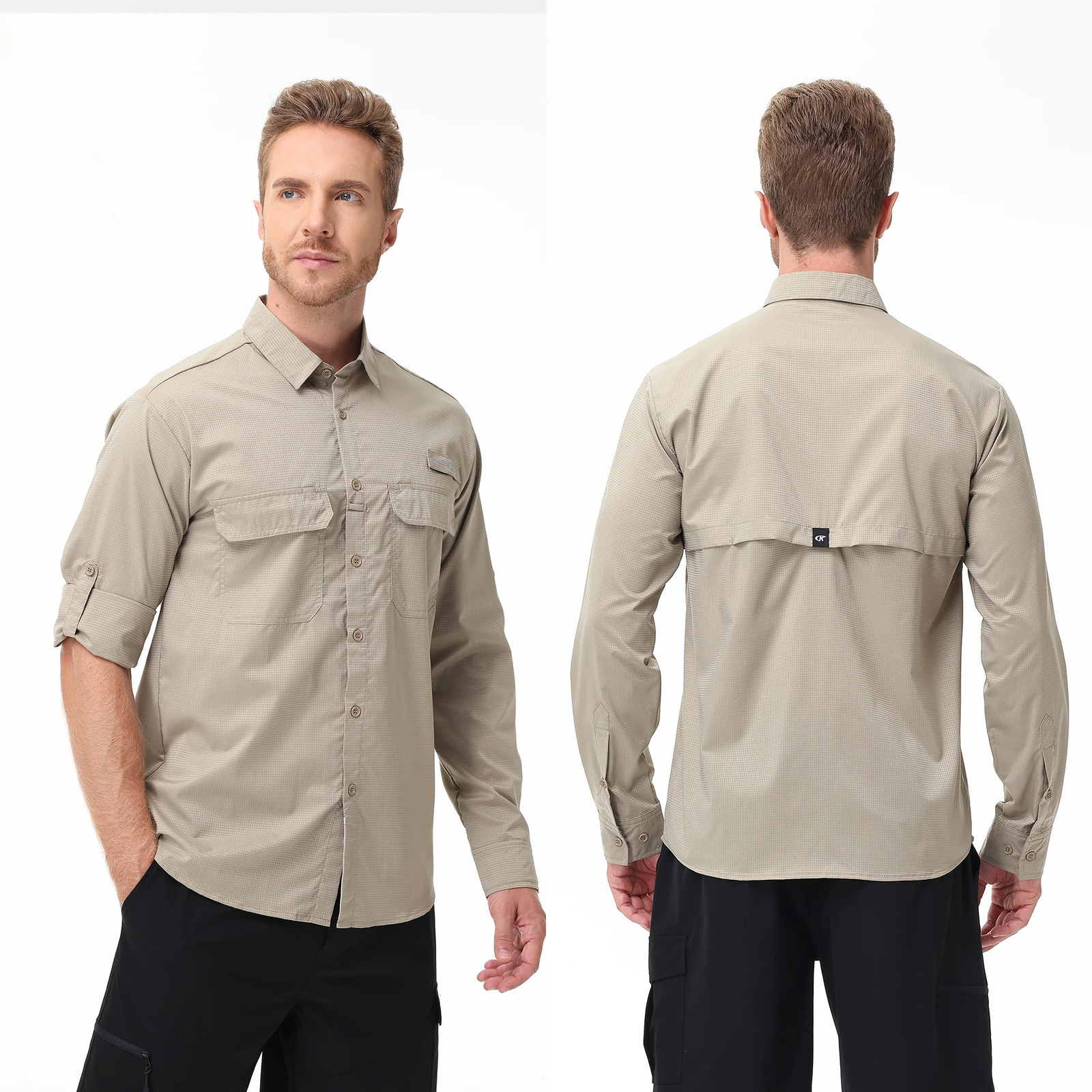 Summer UPF 50mens long sleeved fishing shirt Rush protective casual button down shirt breathable back net fishing shirt 250403