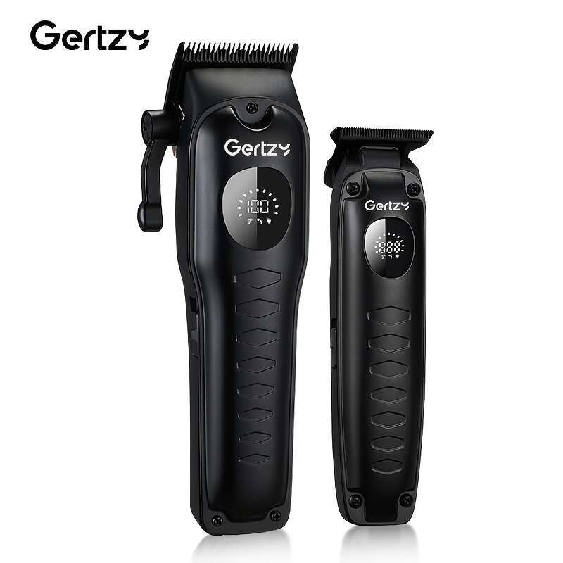 GERTZY Professional Men's Clipper Set With LED Display USB Rechargeable, Lithium Battery, Includes 9 Limit Combs, Smooth Cutter Head, And Attachm