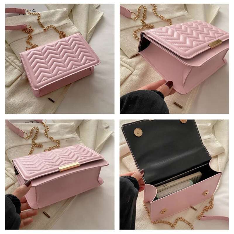 trend new fashion striped leisure women s shoulder bag chain strap crossbody bag designer women s handbag and wallet