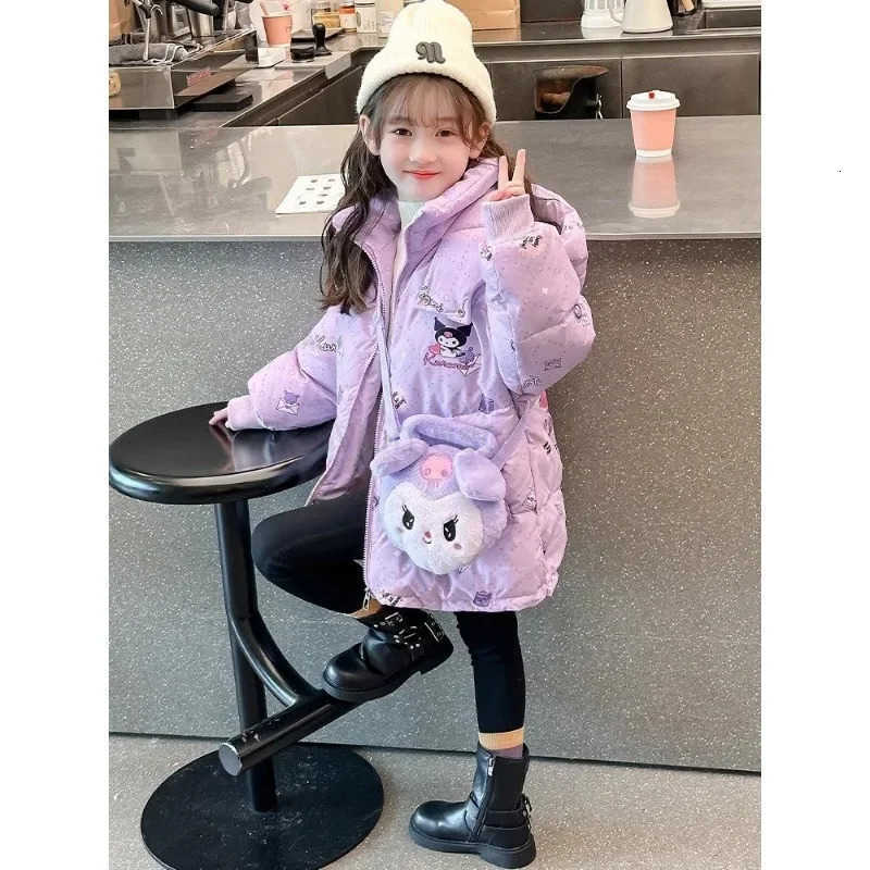 Sanrio Kuromi Girl Down Cotton Clothes Sanrios New Winter Kawaii Cartoon Child Thicken Cotton Coat Girl Coat Cotton Padded Jacket gifts H251104