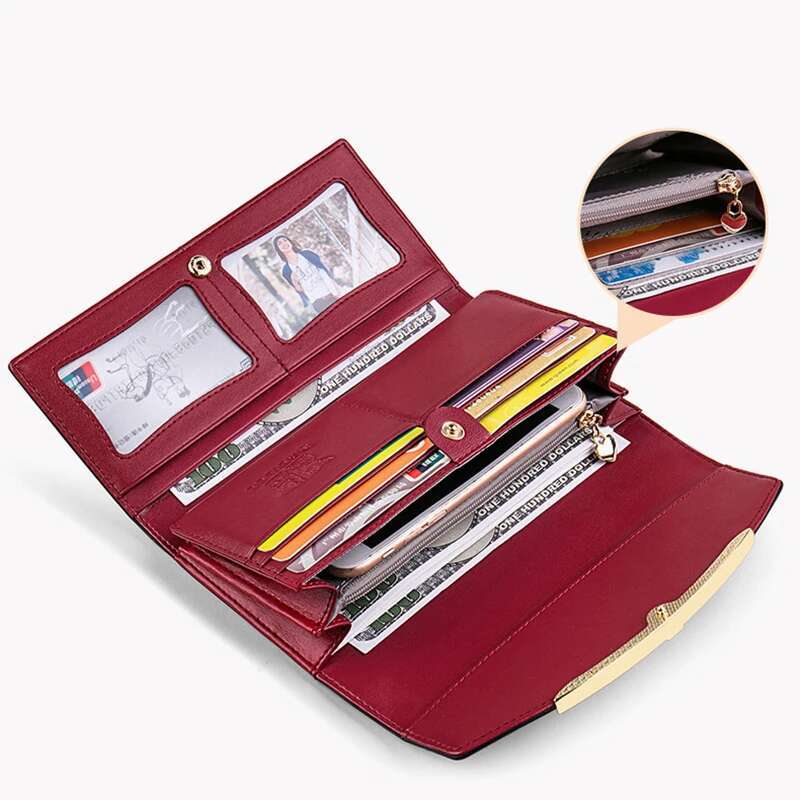 2025 New Women's Wallet Designer Women's Long Wallet with Mobile Pocket Leather Wallet RFID Protection Trendy Zero Wallet2