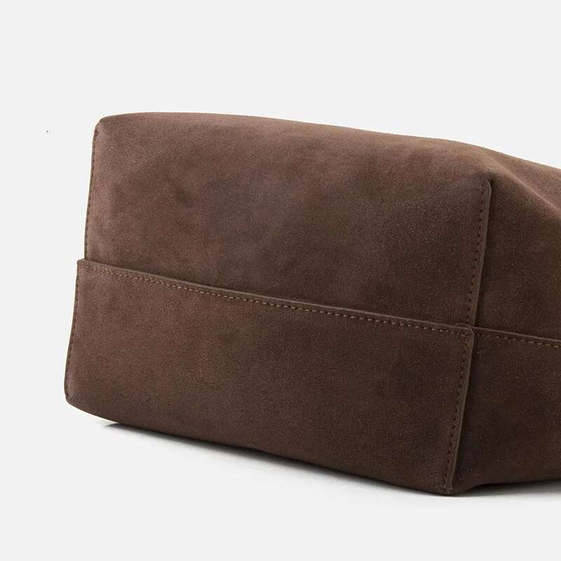 Natural Cow Suede Tote For Women Nubuck Coffee Large Capacity Shoulder Bag Genuine Leather