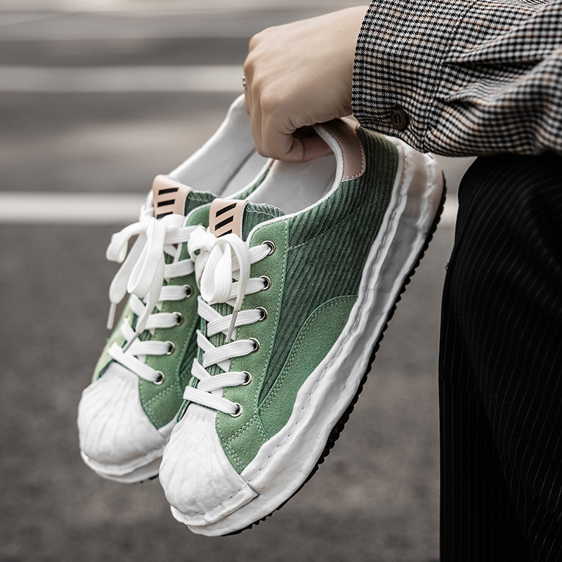 designer shoes 2025 autumn men's shoes trendy Japanese style skateboard shoes men's casual flat-bottomed lace-up personalized canvas shoes