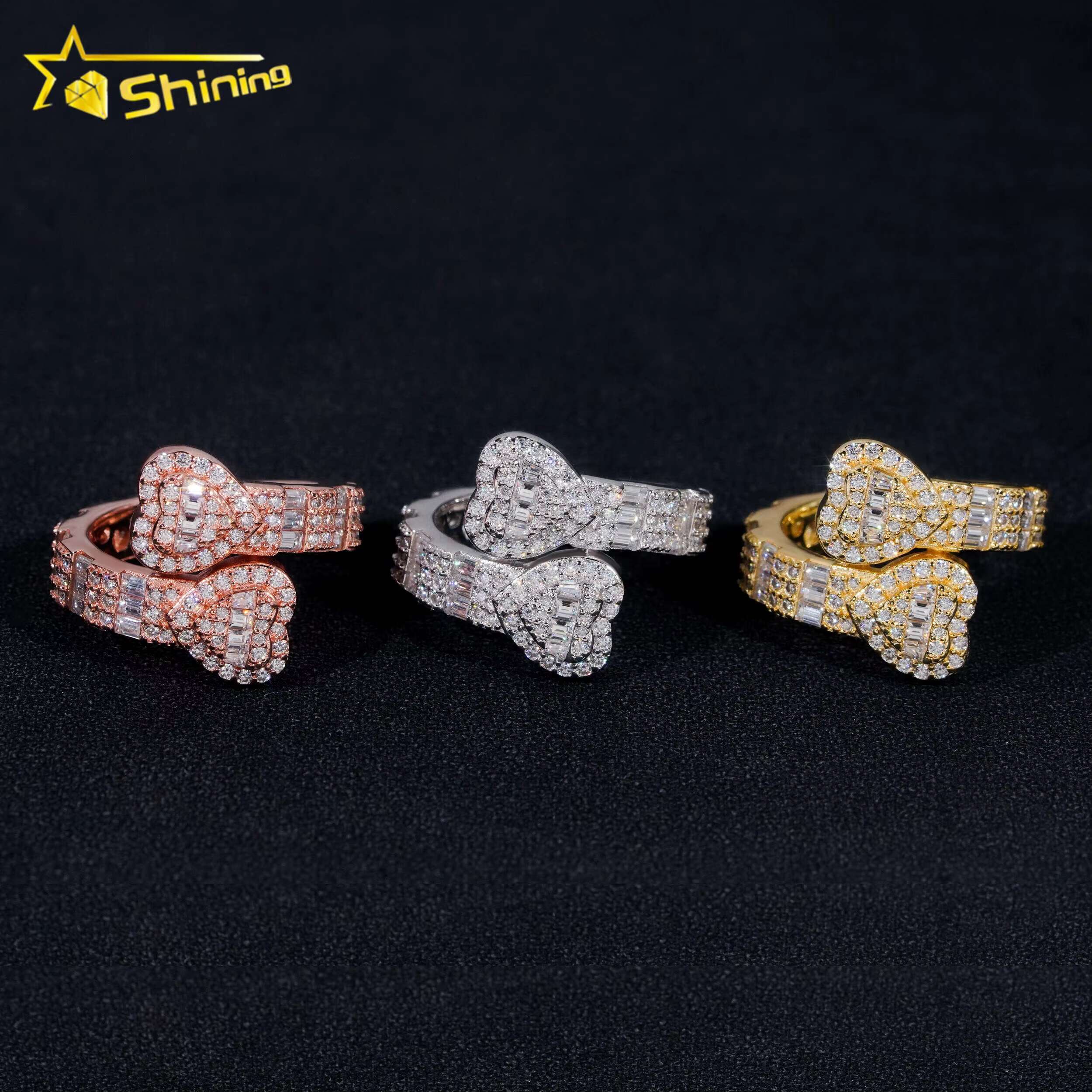 Pass Diamond Tester Vvs Moissanite Diamond Rings Sterling Silver 925 Fashion Hip Hop Iced Out Jewelry Custom Ring