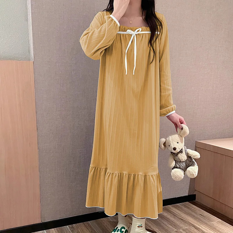 Womens pajamas Spring and Autumn Summer Pregnant Womens Pajamas Crescent Dress Pajamas Night Light Sweet Student Long term Wearing 250402
