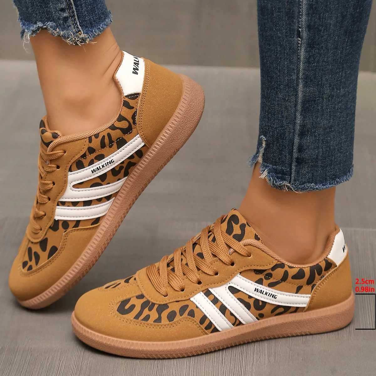 Womens Fashion Sneakers with Leopard Pattern - Comfortable Daily Wea X251104
