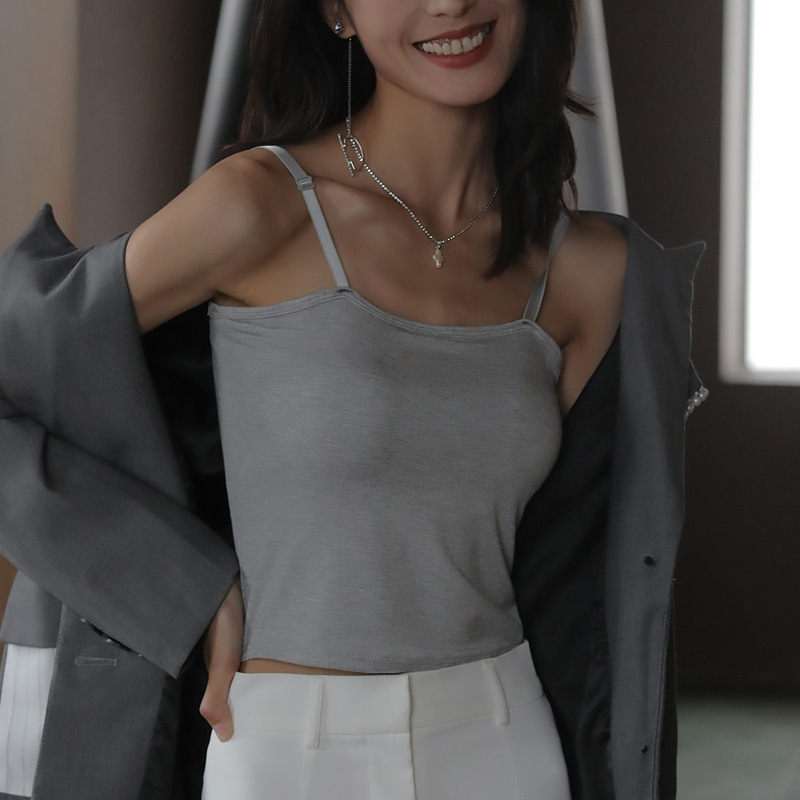 Carefully selected cup and hood integrated interior with base Modal with chest cushion camisole small vest womens summer outerwear stomach covering