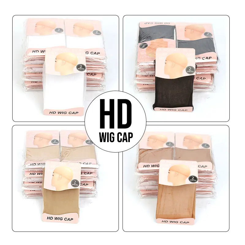 Wholesale 10Pack Invisible HD Wig Cap For Lace Front Wig Transparent Wig Cap Black White Brown Beige Stocking Wig Caps For Women 250403