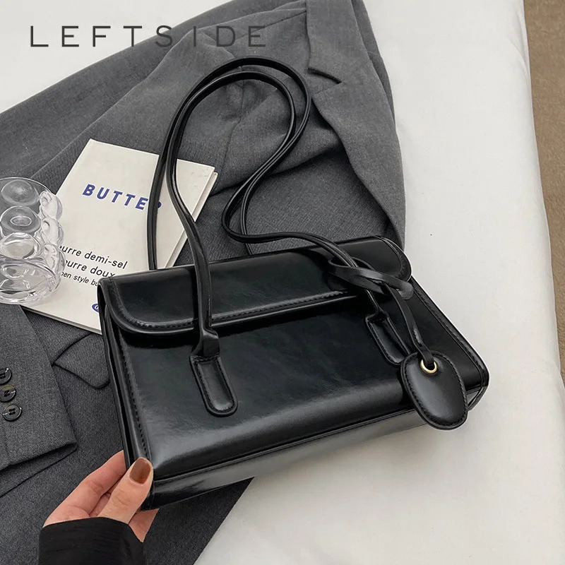 LEFTSIDE PU Leather Womens Underwear Bag Spring Y2K Womens Shoulder Bag Womens Simple White Handbag and Wallet 250402