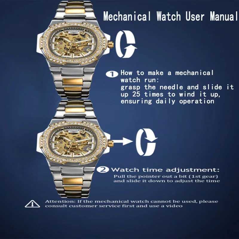 Men automatic watch luxury mechanical watches stainless steel skeleton waterproof diamond luminous mens watch Boyfriends GiftT251104