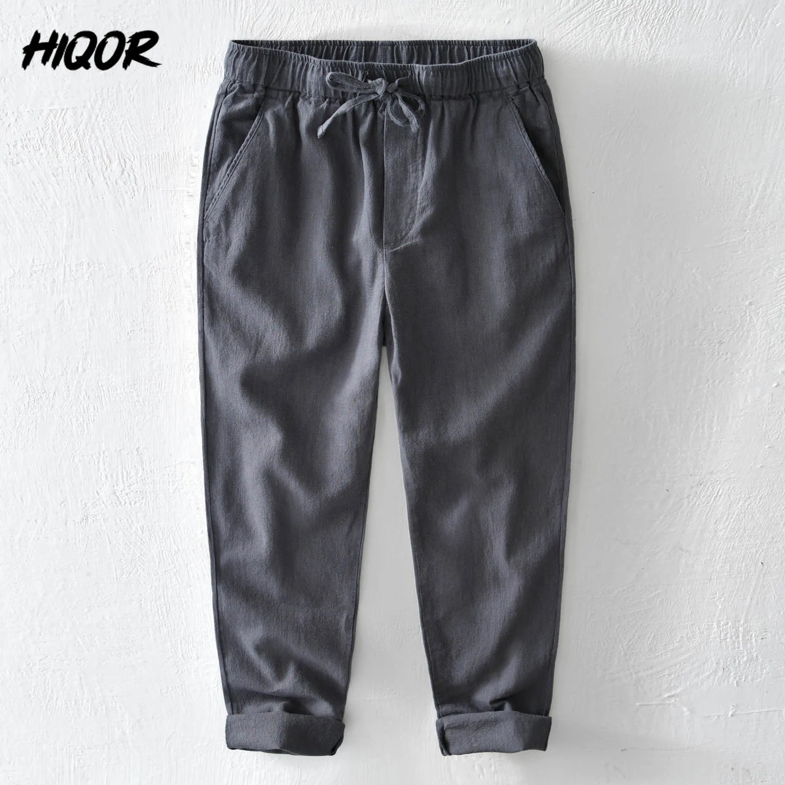 HIQOR Summer Men Linen Trousers Male Cotton Linen Casual Baggy Pants Breathable Pantalones Hombre Sweatpants Men Clothing 250402