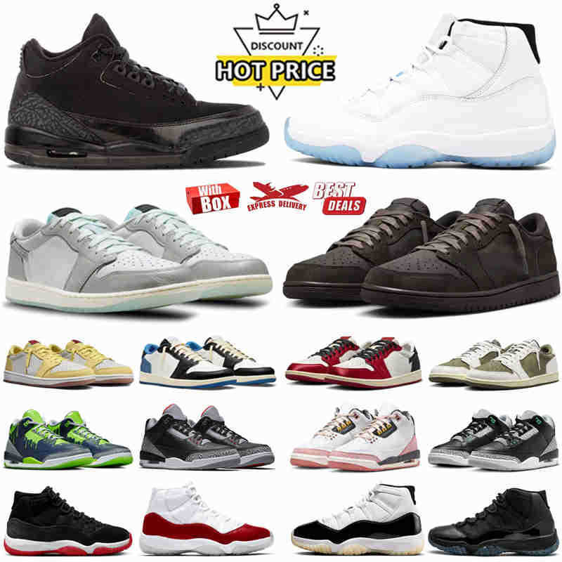 1 OG Basketball Shoes 11 11s Columbia 3 3s Black Cat Bred Velvet Brown Canary White Cement Fear Year of the Snake Dark Mocha Royal Toe Men Women trainers sports sneakers