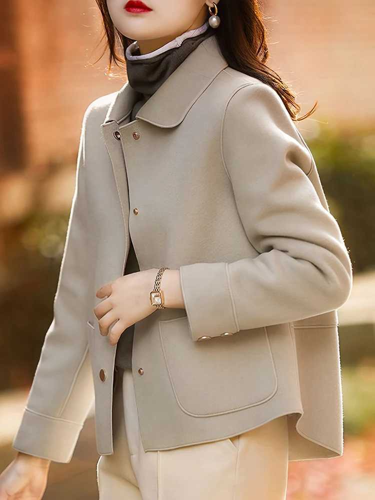 Classic Solid Short Woolen Coats for Woman Autumn Winter Warm Woman Clothing Button Up Female Coat Outfits New In Outerwears J251103