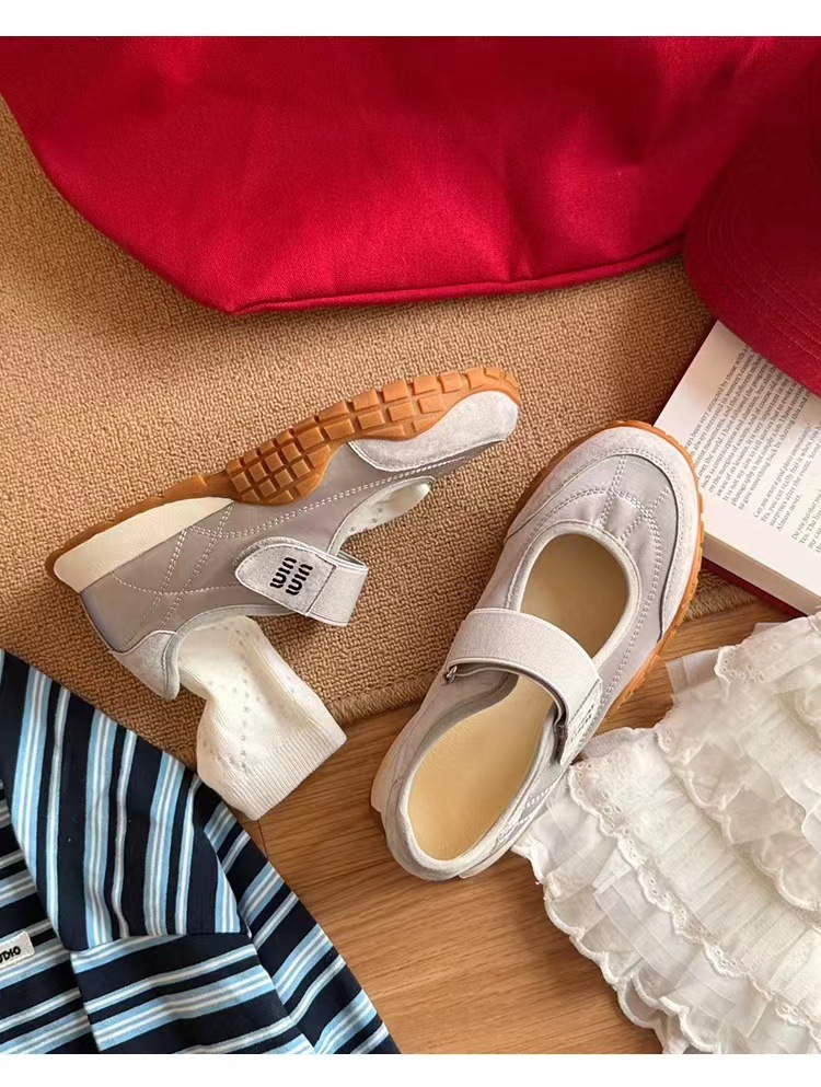 designer shoes 2025 French Mary Jane women's shoes style thick sole all-match genuine leather breathable casual canvas shoes single shoes